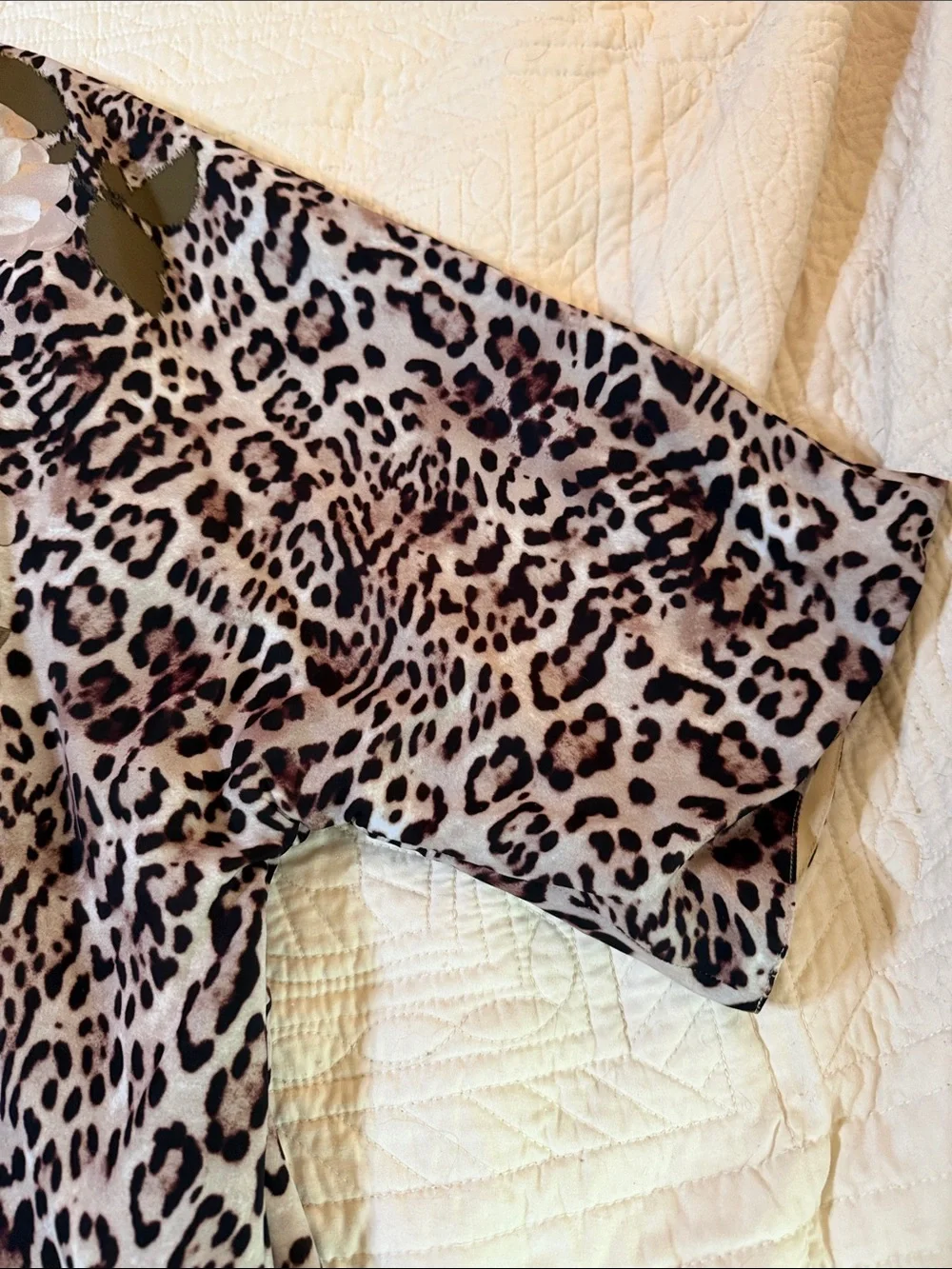 Chico's Beige Floral & Leopard Open-Front Kimono